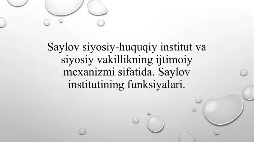 Saylov siyosiy-huquqiy institut va siyosiy vakillik