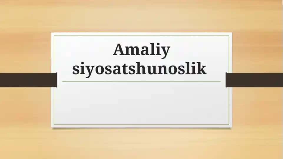 Amaliy siyosatshunoslik