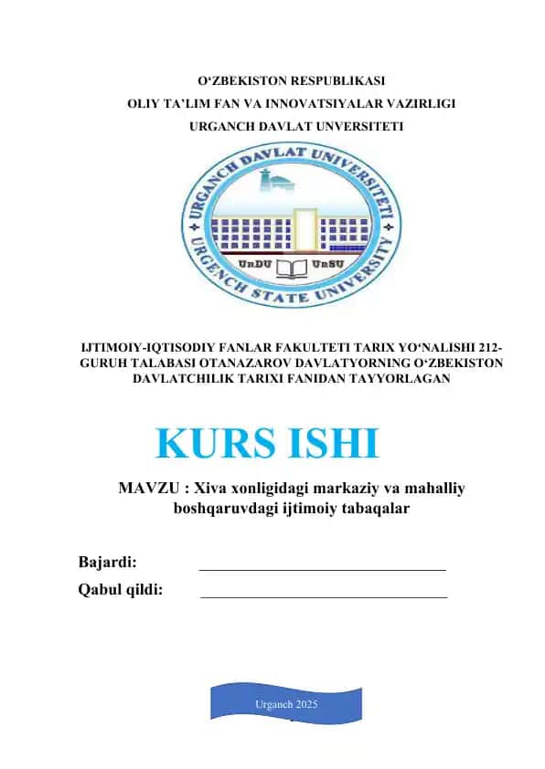 Xiva xonligidagi markaziy va mahalliy boshqaruvdagi ijtimoiy tabaqalar