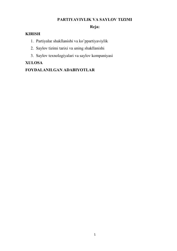 PARTIYAVIYLIK VA SAYLOV TIZIMI