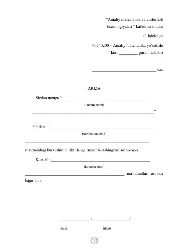 Sonli usullar kurs ishi
