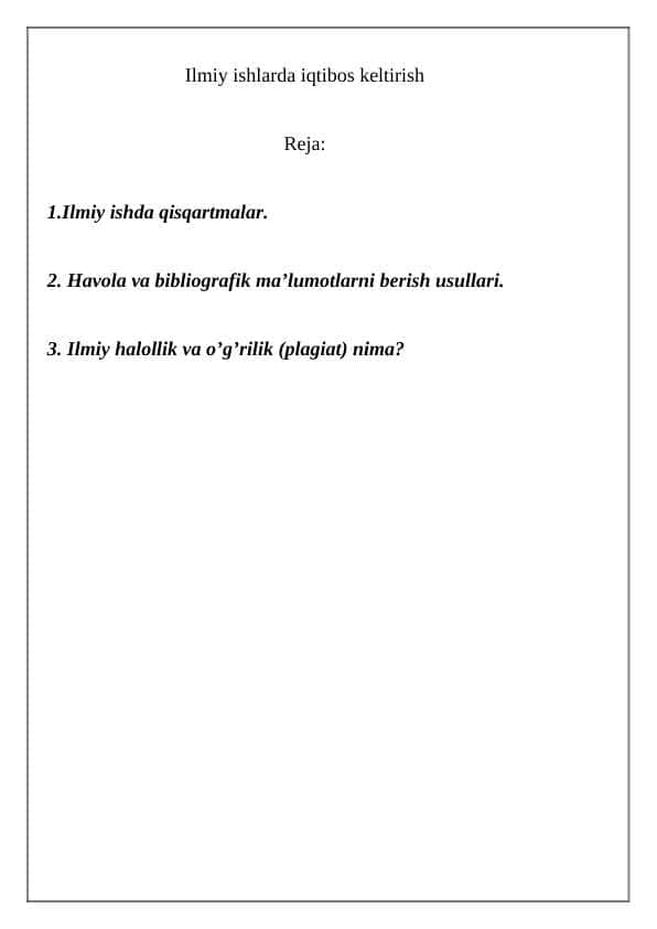 Ilmiy ishlarda iqtibos keltirish