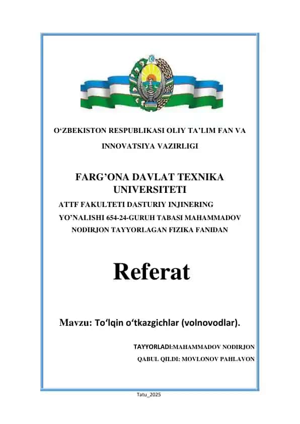To‘lqin o‘tkazgichlar (volnovodlar)