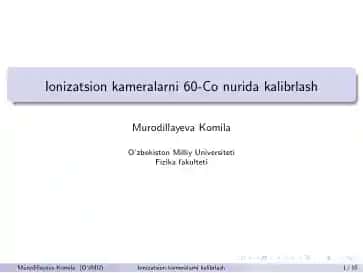 Ionizatsion kameralarni 60-Co nurida kalibrlash