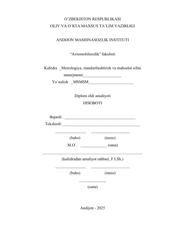 AMALYOT HISOBOTI