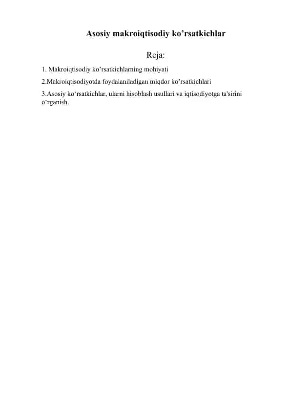 Makroiqtisodiy ko'rsatkichlar