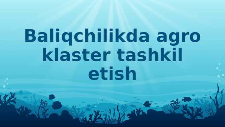 Baliqchilikda agro klaster tashkil etish