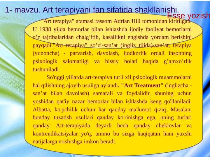 Art terapiyani fan sifatida shakllanishi