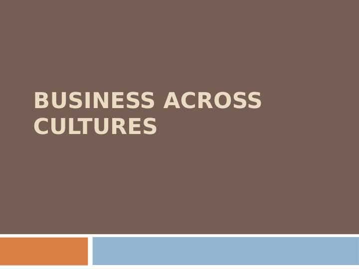 Business across cultures