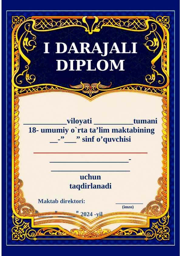 faxriy yorliq shablon