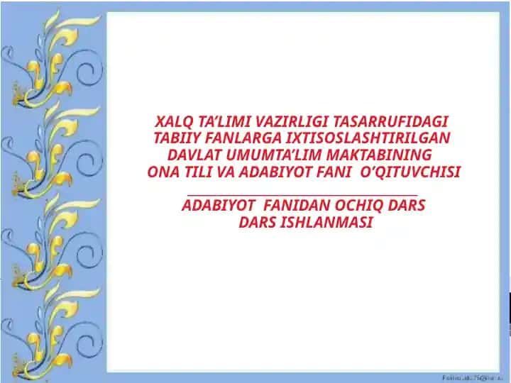 Yusuf Xos Hojibning adabiyot fanidan ochiq dars darsishlanmasi