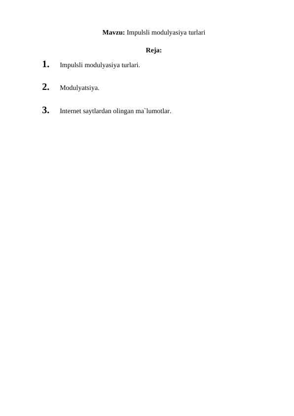 Impulsli modulyasiya turlari