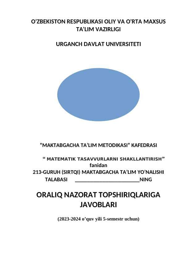 Maktabgacha tarbiya yoshidagi bolalarda elementar matematik tasavvurlarni rivojlantirish