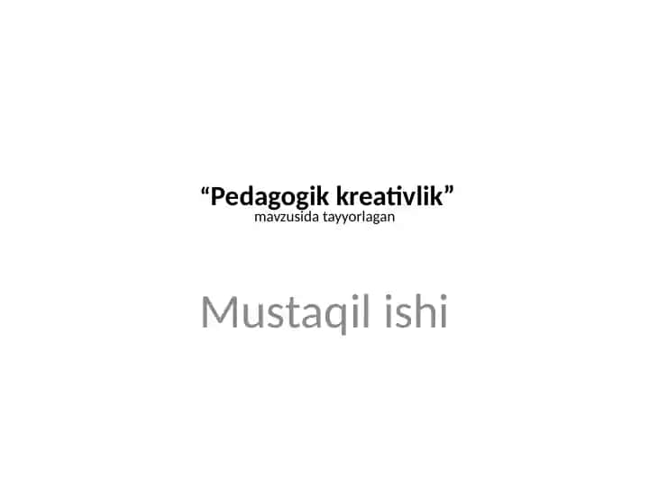 Pedagogik kreativlik