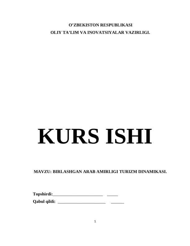 BIRLASHGAN ARAB AMIRLIGI TURIZM DINAMIKASI.