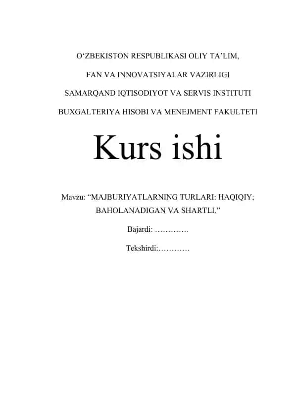Majburiyatlarning turlari
