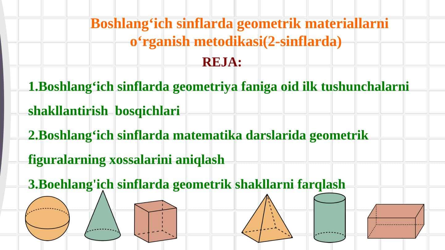 Boshlangʻich sinflarda geometrik materiallarni oʻrganish metodikasi(2-sinflarda)