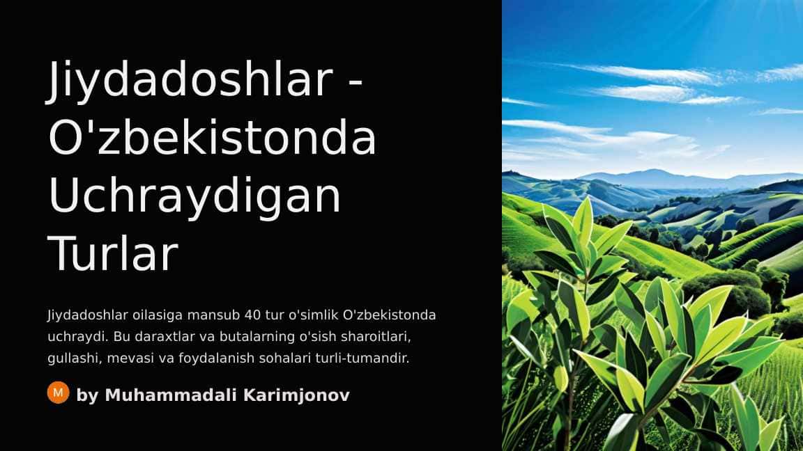 Jiydadoshlar - O'zbekistonda Uchraydigan Turlar