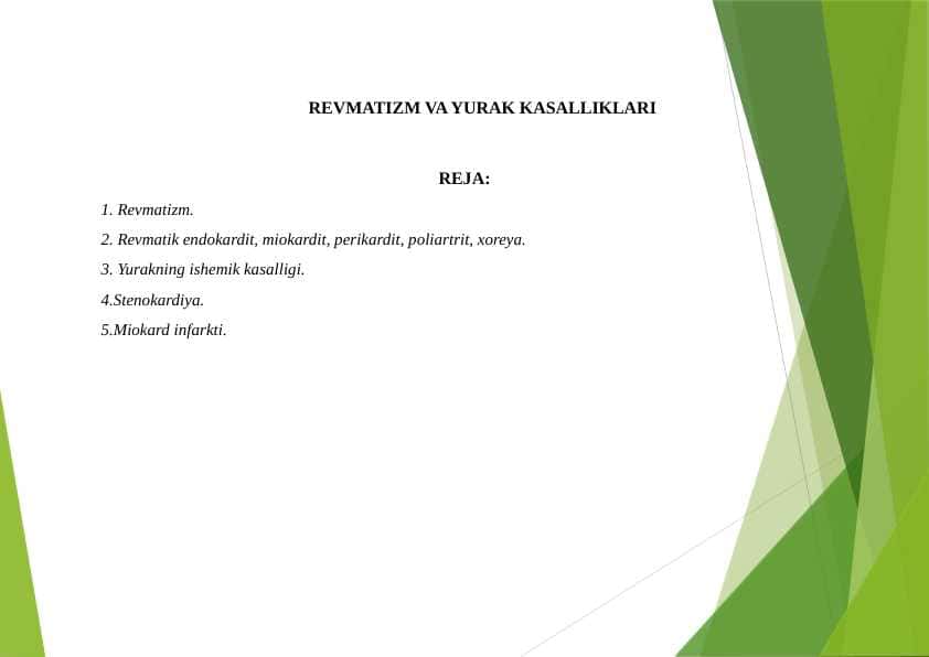 REVMATIZM VA YURAK KASALLIKLARI