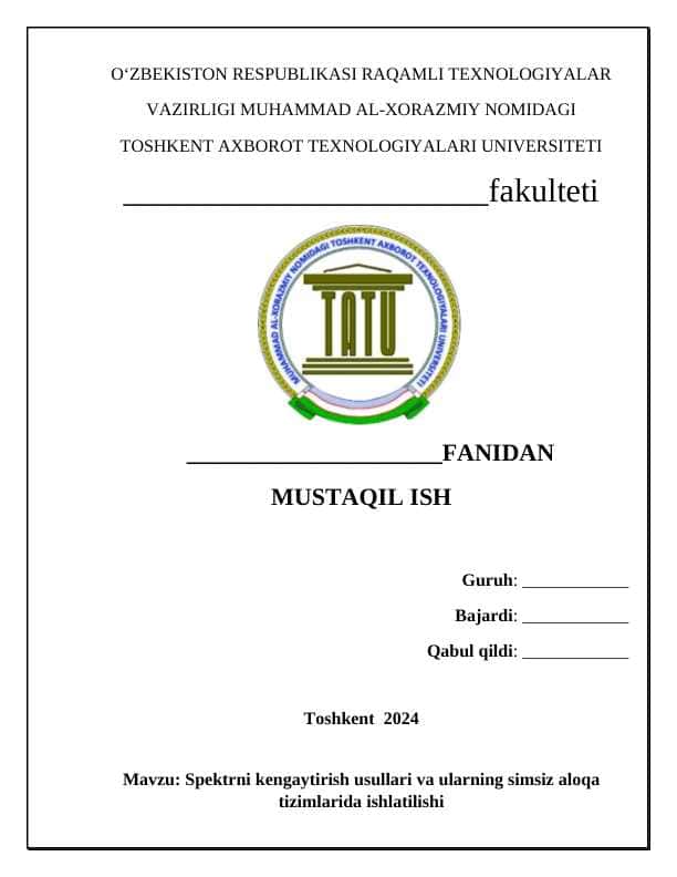Spektrni kengaytirish usullari va ularning simsiz aloqa tizimlarida ishlatilishi