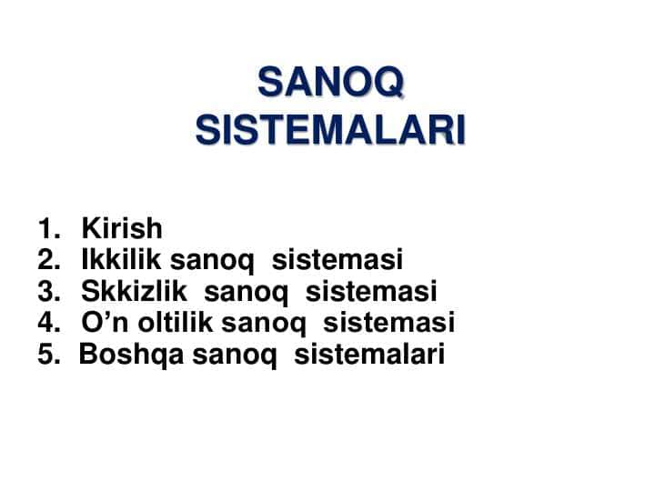 Sanoq sistemalari