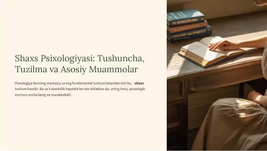 Shaxs Psixologiyasi: Tushuncha, Tuzilma va Asosiy Muammolar