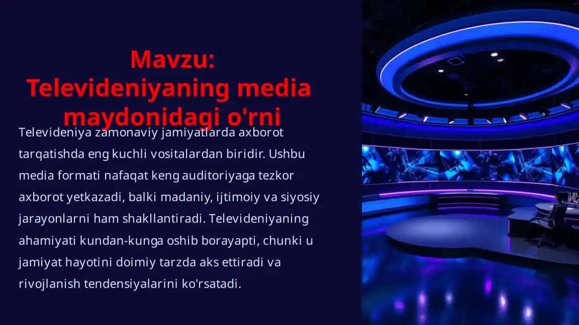 Televideniyaning media maydonidagi o'rni