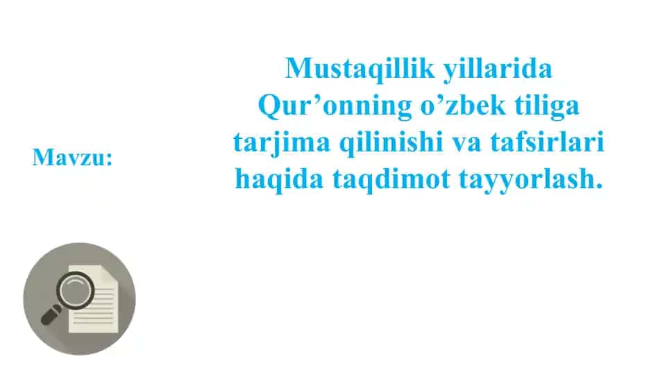 Mustaqillik yillarida Qur’onning o’zbek tiliga tarjima qilinishi va tafsirlari