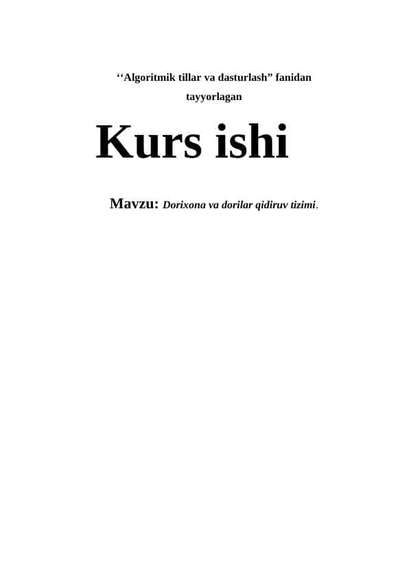 Dorixona va dorilar qidiruv tizimi.
