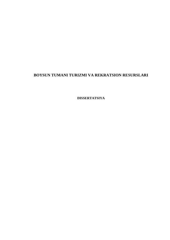 BOYSUN TUMANI TURIZMI VA REKRATSION RESURSLARI