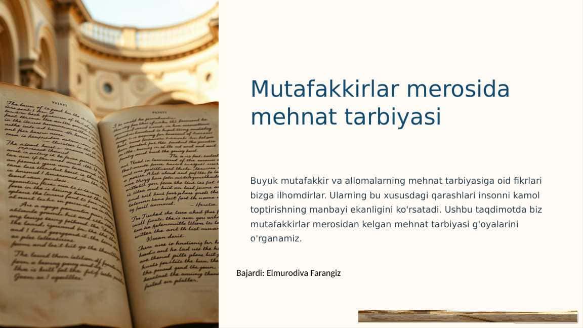 Mutafakkirlar merosida mehnat tarbiyasi
