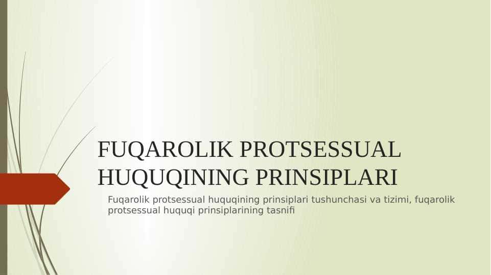 FUQAROLIK PROTSESSUAL HUQUQINING PRINSIPLARI