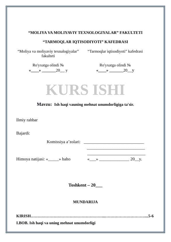 Ish haqi va uning mehnat unumdorligiga ta'sir.