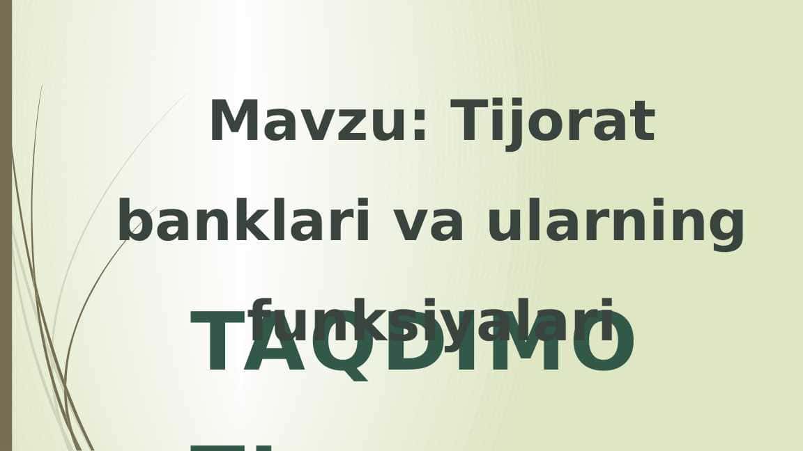 Tijorat banklari va ularning funksiyalari