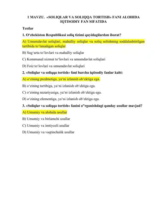 SOLIQLAR VA SOLIQQA TORTISH