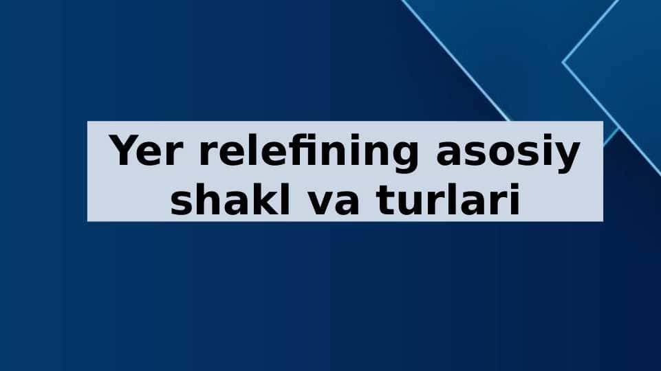 Yer relefining asosiy shakl va turlari