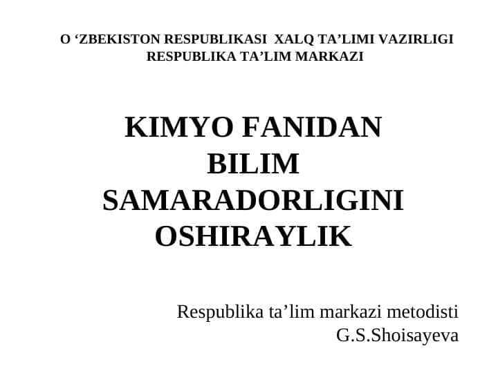 Kimyo fanidan kengash bayoni