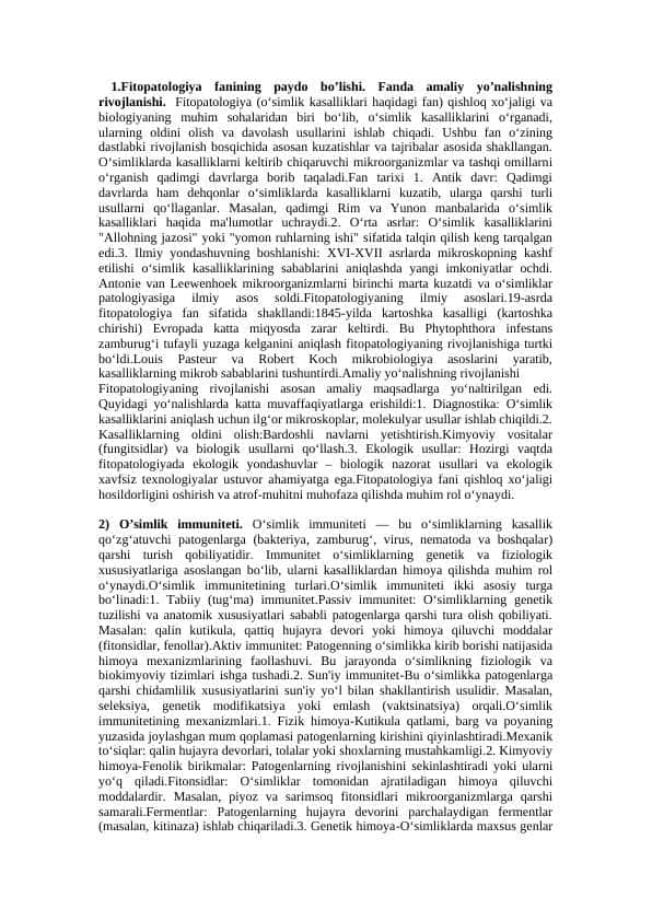 Fitopotologiyadan oraliq savollari javobi bilan (shipargalka)