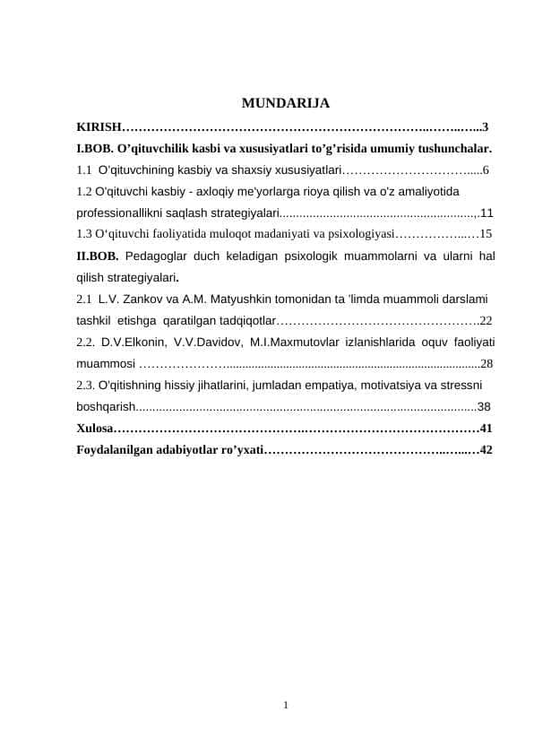 O’qituvchi kasbining psixologiyasi