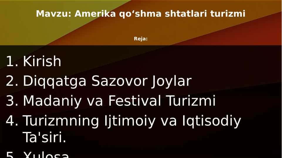 Amerika qo’shma shtatlari turizmi
