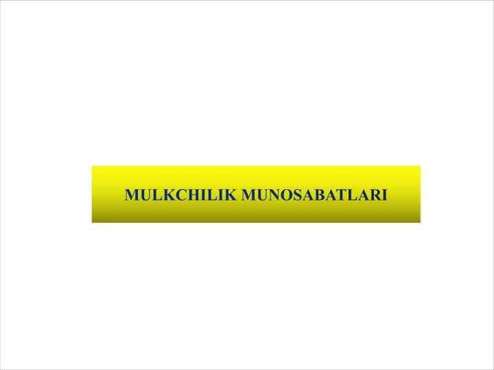 MULKCHILIK MUNOSABATLARI