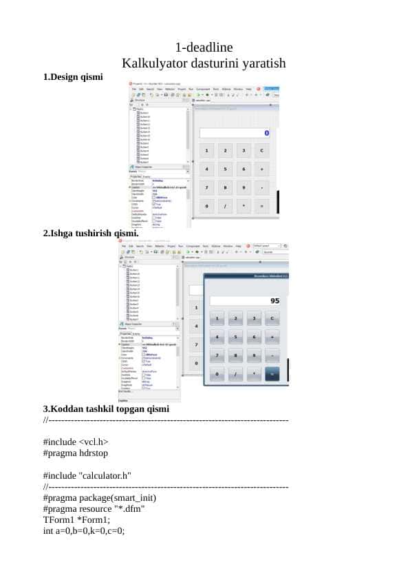 Calculator dasturi xe3 borlandda ishlangan