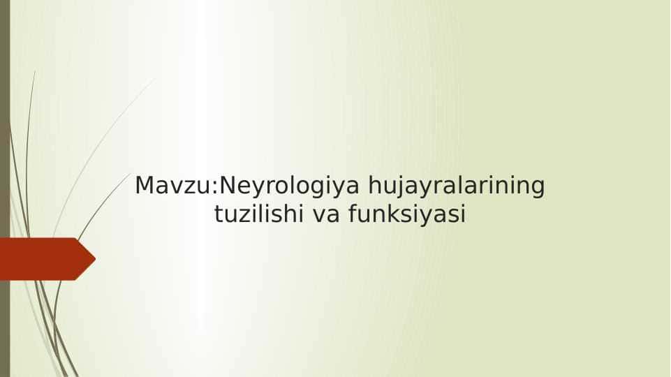 Neyrologiya hujayralarining tuzilishi va funksiyasi