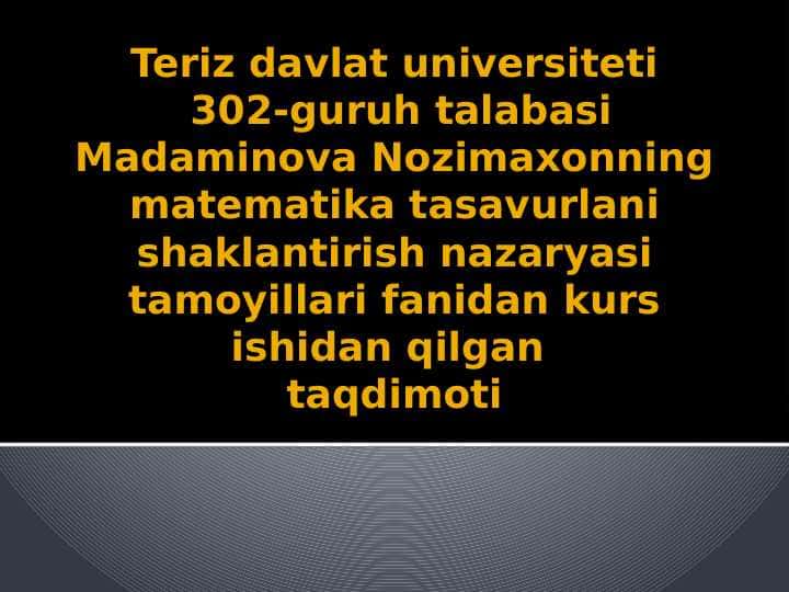 Matematik tasavvurlarni shakllantirish boyicha ta’limiy õyinlarni tanlash