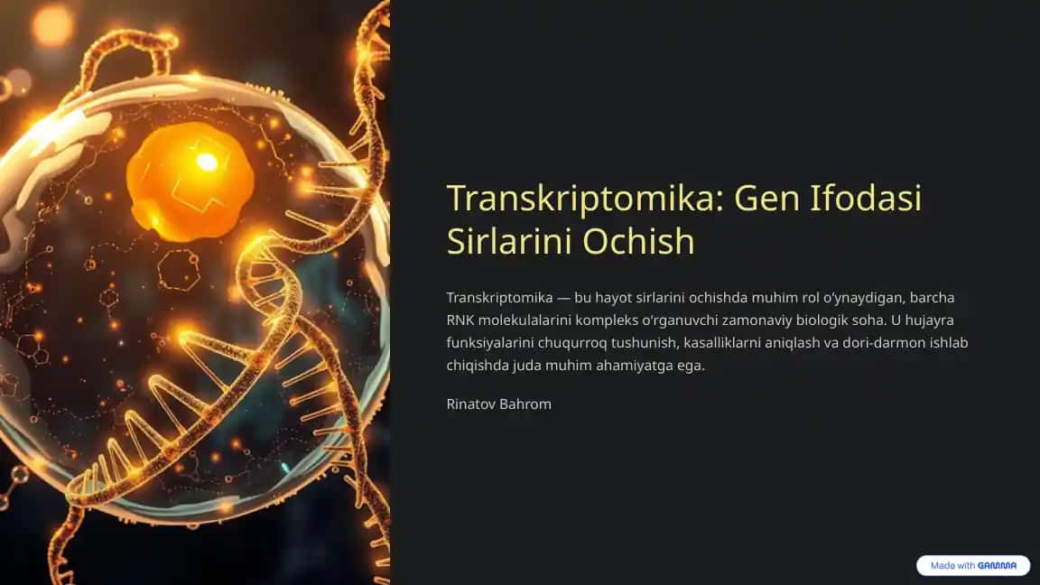 Transkriptomika Gen Ifodasi Sirlarini Ochish