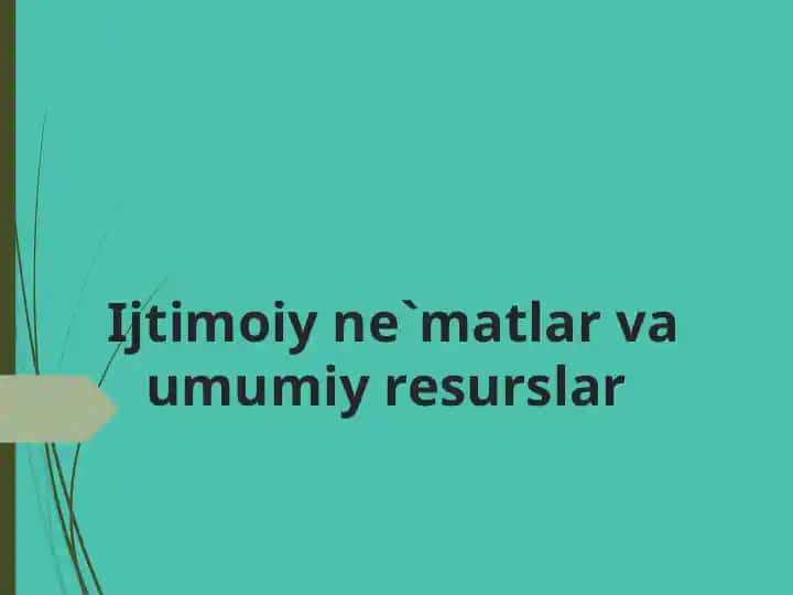 Ijtimoiy ne'matlar va umumiy resurslar