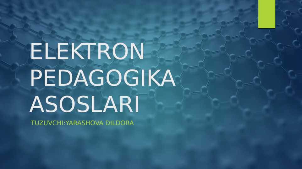 Elektron pedagogika asoslari