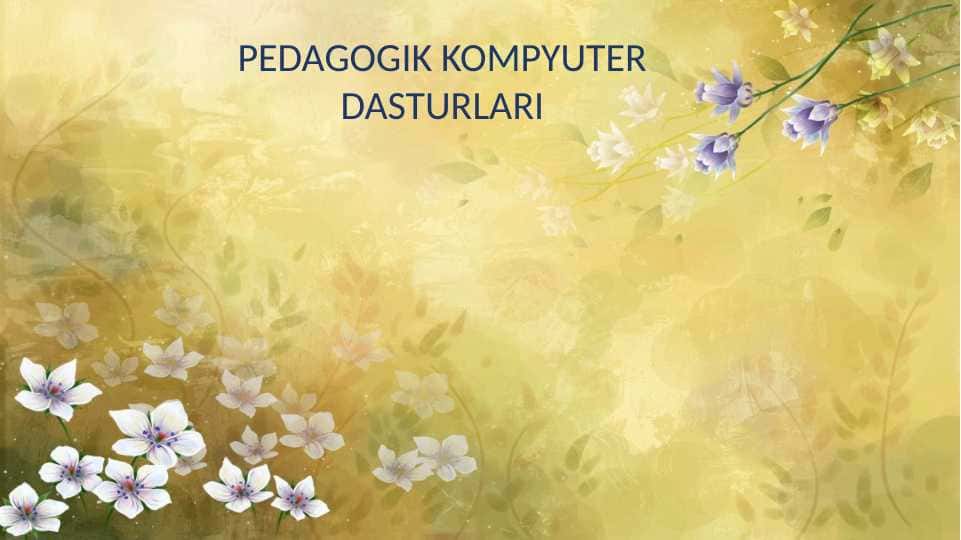 PEDAGOGIK KOMPYUTER DASTURLARI