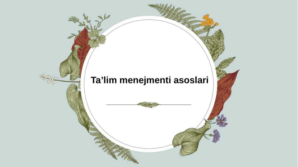 Ta’lim menejmenti asoslari