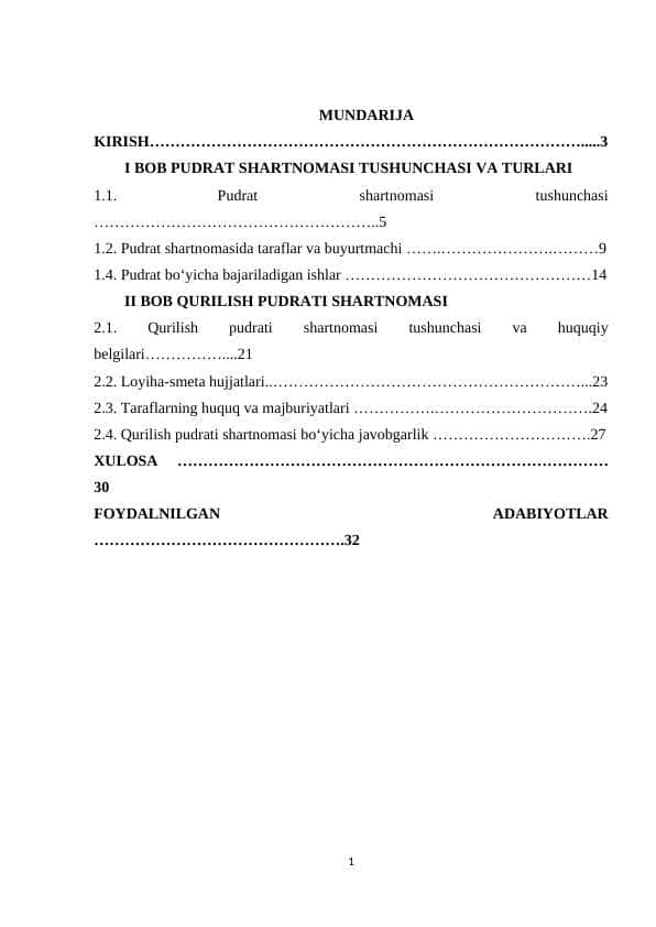 Qurulish pudratining shartnomasi